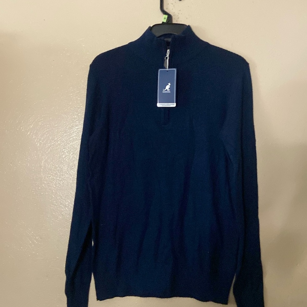 Kangol viscose blend quarter zip sweater